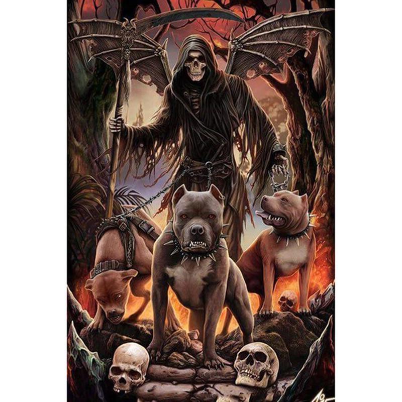 Skull With Dog Diamond Painting Kit - DIY