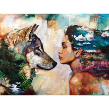 Load image into Gallery viewer, Wolf And Girl Diamond Painting Kit - DIY
