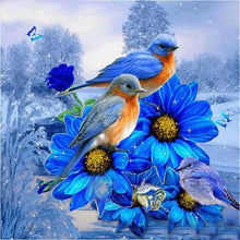 Load image into Gallery viewer, Bird on a Blue Flower Diamond Painting Kit - DIY

