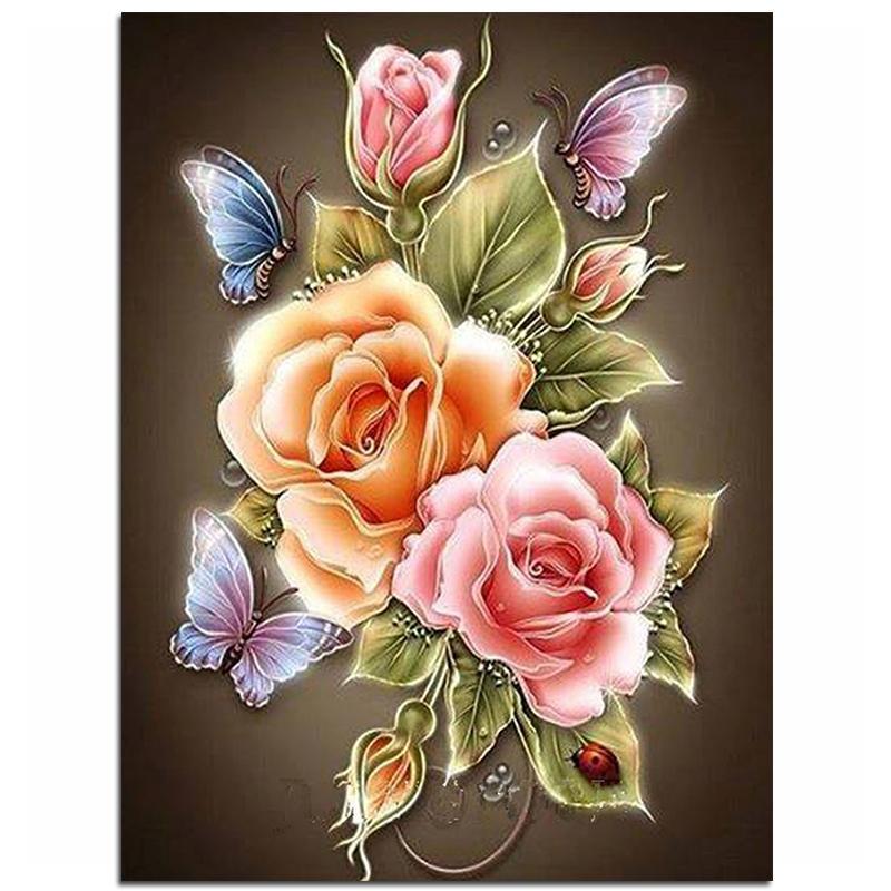 Flowers Butterfly Rose Resin Diamond Painting Kit - DIY