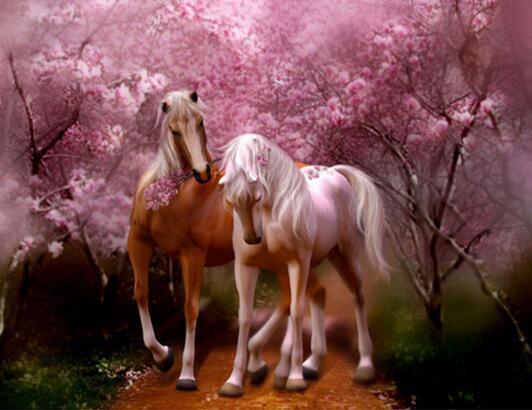 Horses Rose Love Diamond Painting Kit - DIY